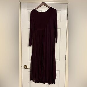 Soft Surroundings Red Ruched Long Sleeve Sundress